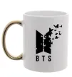Чашка з кольоровою ручкою BTS метелики Золото фото