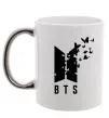 Чашка з кольоровою ручкою BTS метелики Срібло фото