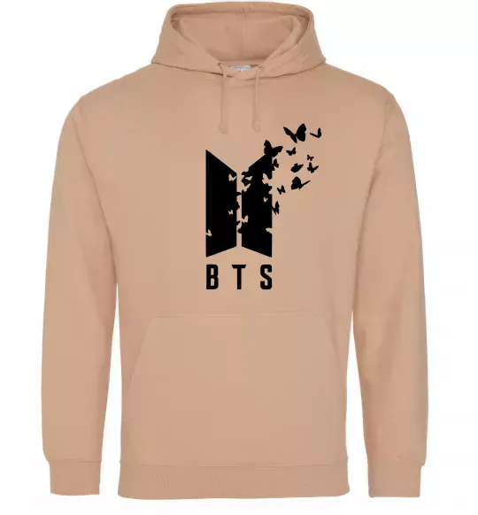 Мужская толстовка (худи) BTS метелики Песочный фото
