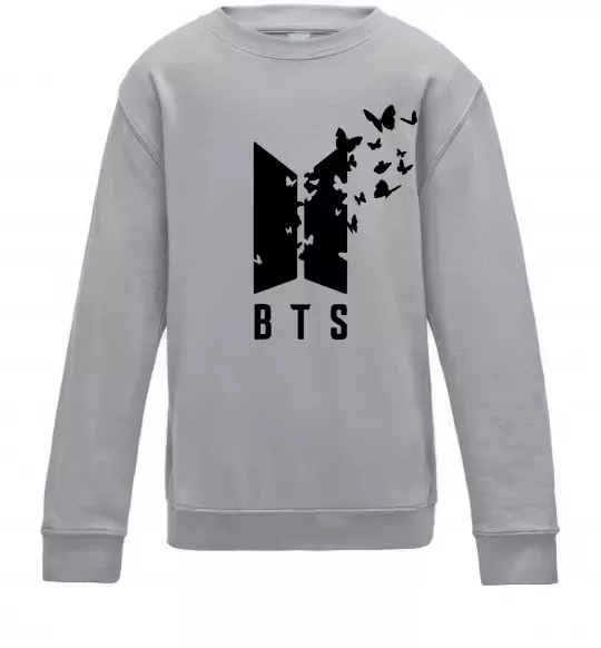Детский Свитшот BTS метелики Серый меланж фото