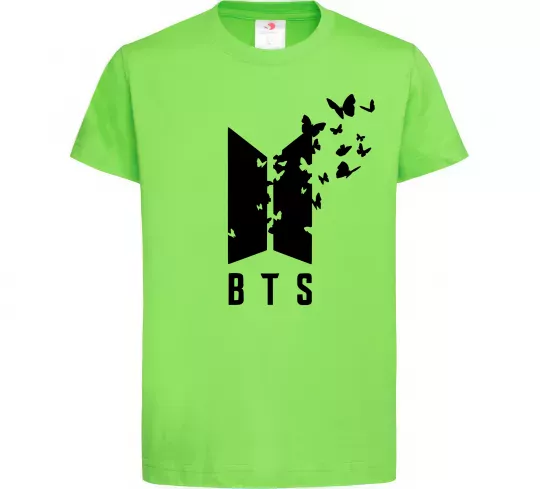 Детская футболка BTS метелики Лаймовый фото
