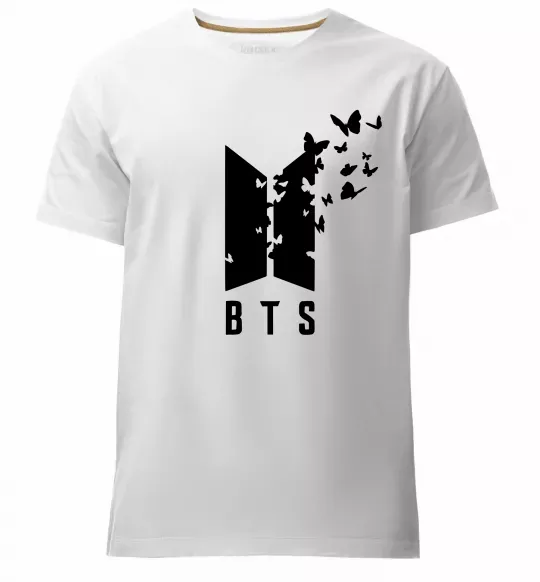 Чоловіча преміум футболка BTS метелики Білий фото