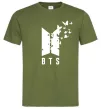 Мужская футболка BTS метелики Оливковый фото
