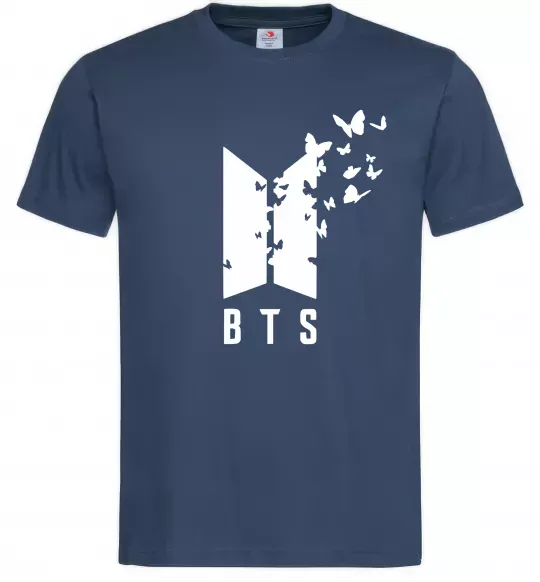 Мужская футболка BTS метелики Темно-синий фото
