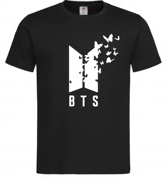 Мужская футболка BTS метелики Черный фото