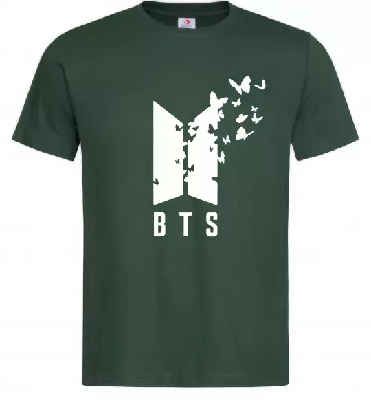Мужская футболка BTS метелики Темно-зеленый фото
