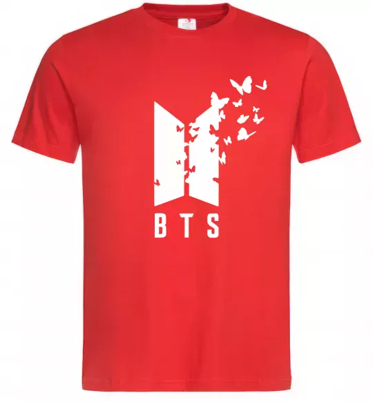 Мужская футболка BTS метелики Красный фото