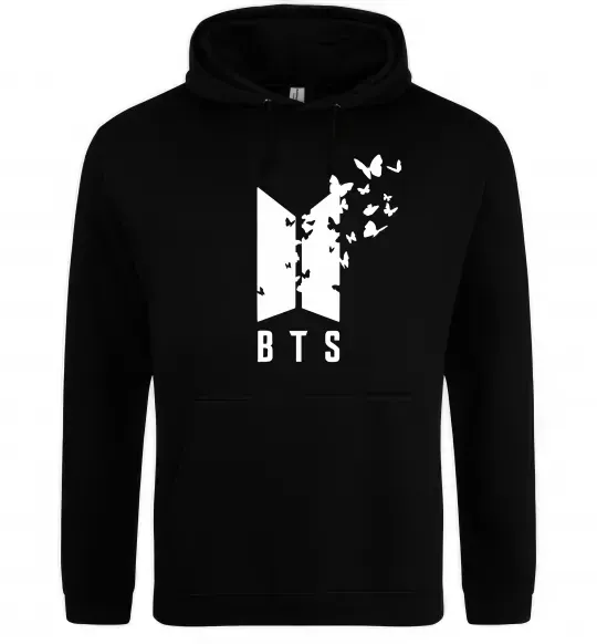 Мужская толстовка (худи) BTS метелики Черный фото