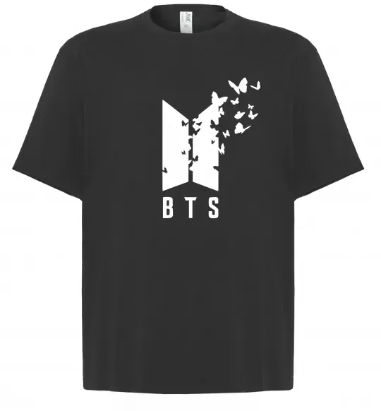 Футболка Оверсайз BTS метелики Черный фото
