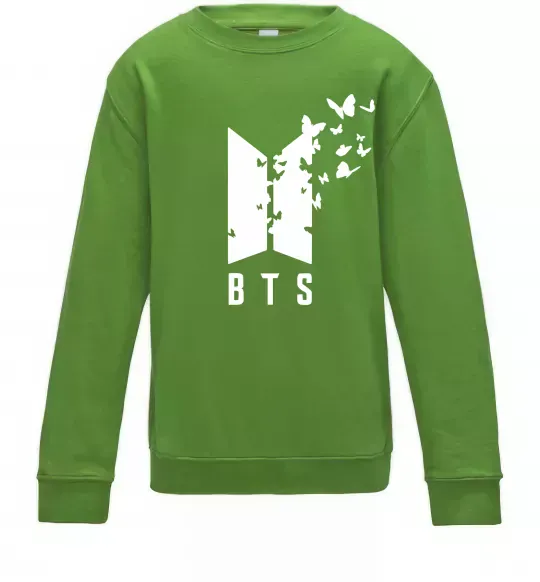 Детский Свитшот BTS метелики Лаймовый фото