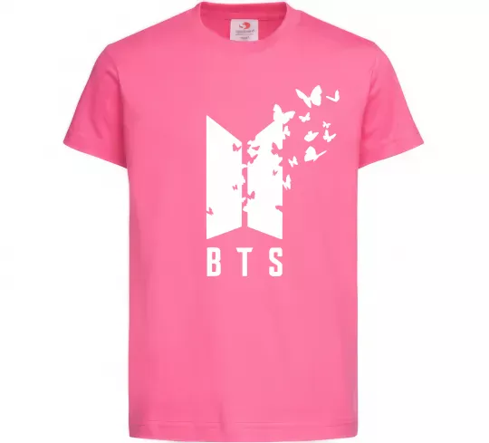 Детская футболка BTS метелики Ярко-розовый фото