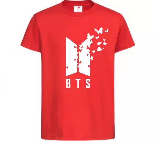 Детская футболка BTS метелики Красный фото