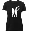 Женская премиум футболка BTS метелики Черный фото