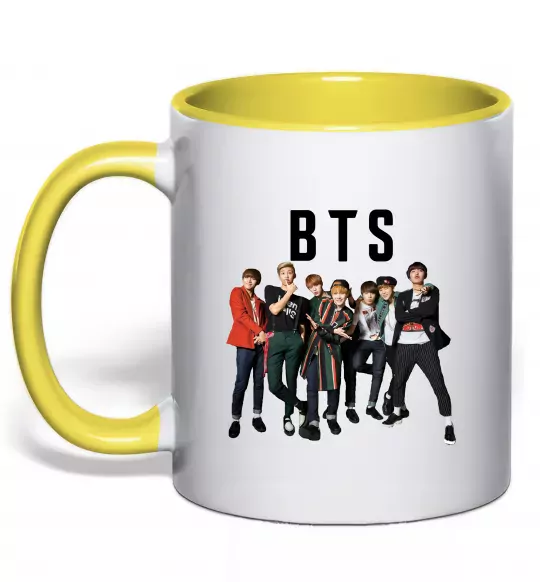 Чашка с цветной ручкой BTS фото та назва Солнечно желтый фото