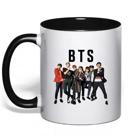 Чашка с цветной ручкой BTS фото та назва Черный фото