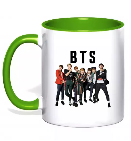 Чашка с цветной ручкой BTS фото та назва Зеленый фото