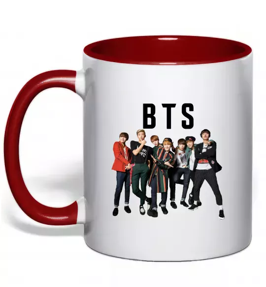 Чашка с цветной ручкой BTS фото та назва Красный фото