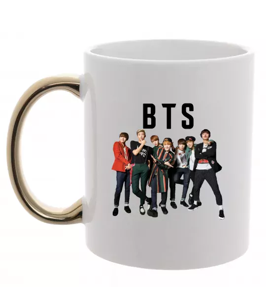 Чашка с цветной ручкой BTS фото та назва Золото фото