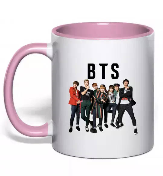 Чашка с цветной ручкой BTS фото та назва Нежно розовый фото