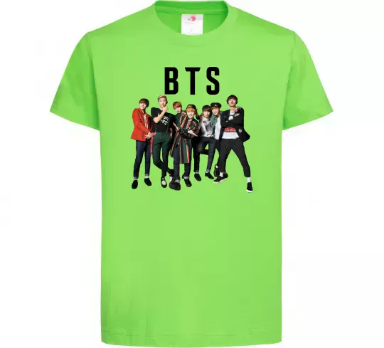 Детская футболка BTS фото та назва Лаймовый фото