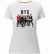 Жіноча преміум футболка BTS фото та назва Білий фото
