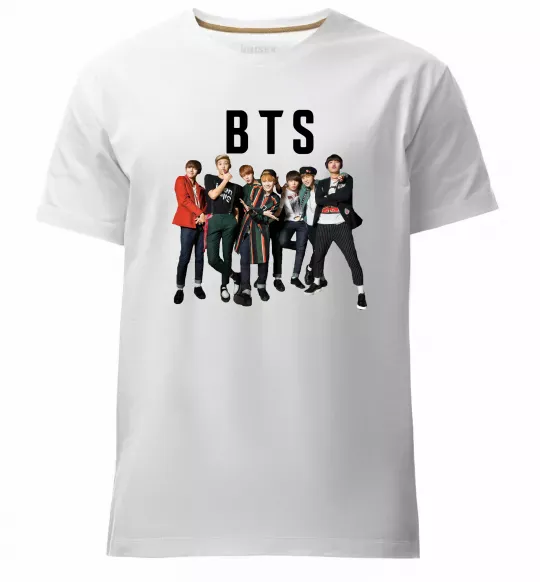 Мужская премиум футболка BTS фото та назва Белый фото