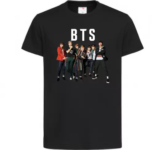 Детская футболка BTS фото та назва Черный фото