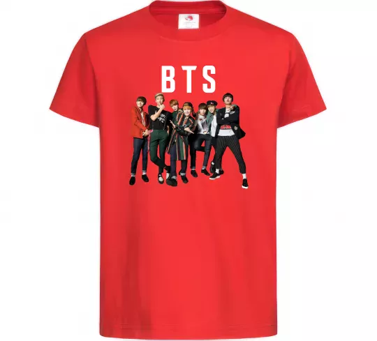 Детская футболка BTS фото та назва Красный фото