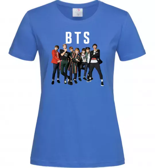 Жіноча футболка BTS фото та назва Яскраво-синій фото
