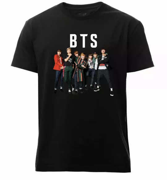 Мужская премиум футболка BTS фото та назва Черный фото