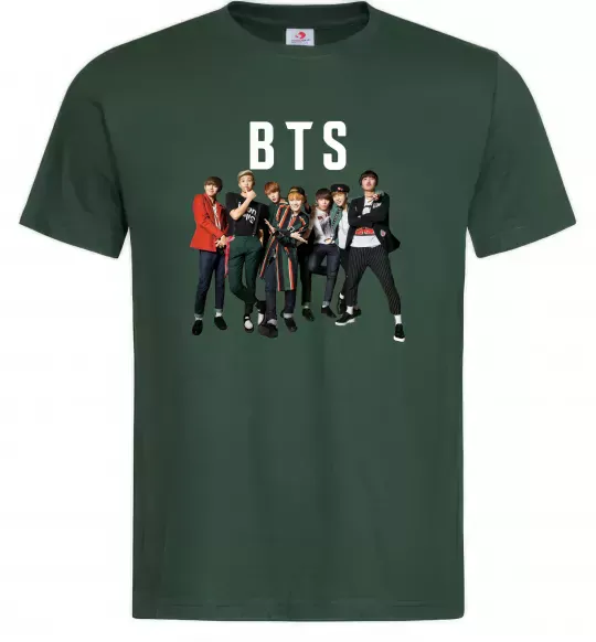 Мужская футболка BTS фото та назва Темно-зеленый фото