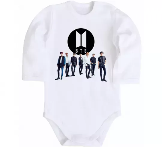 Дитячий бодік BTS лого та виконавці Білий фото
