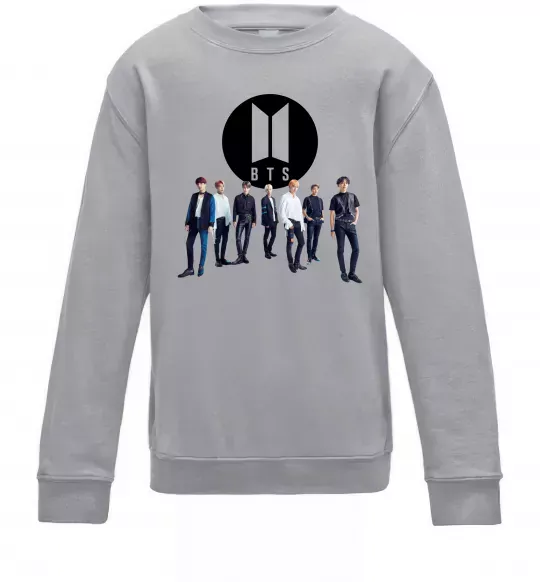 Детский Свитшот BTS лого та виконавці Серый меланж фото