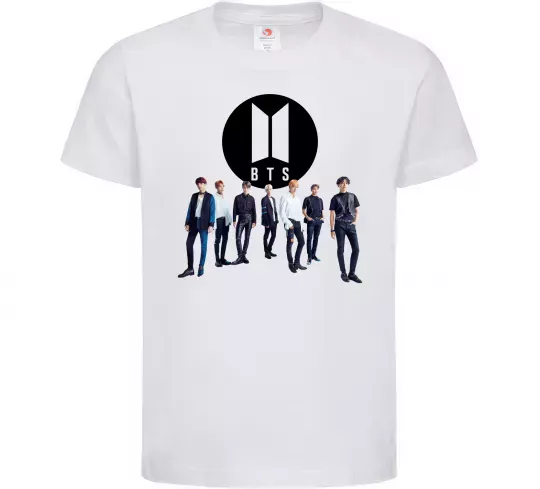 Дитяча футболка BTS лого та виконавці Білий фото