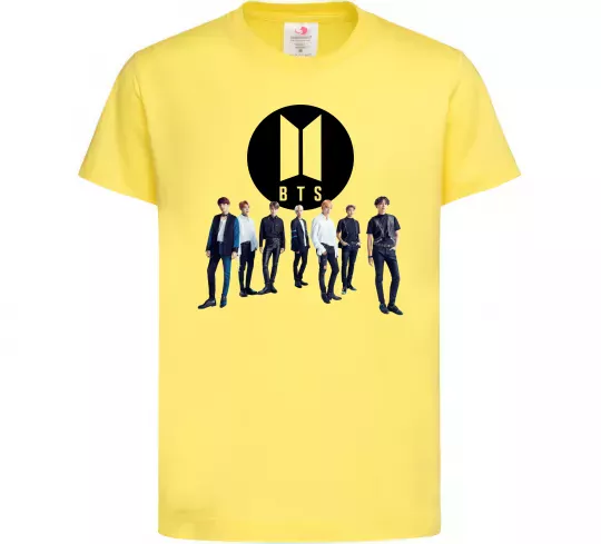 Дитяча футболка BTS лого та виконавці Лимонний фото