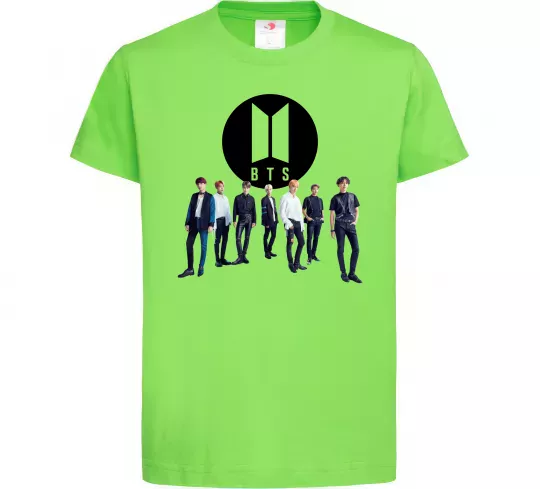 Дитяча футболка BTS лого та виконавці Лаймовий фото
