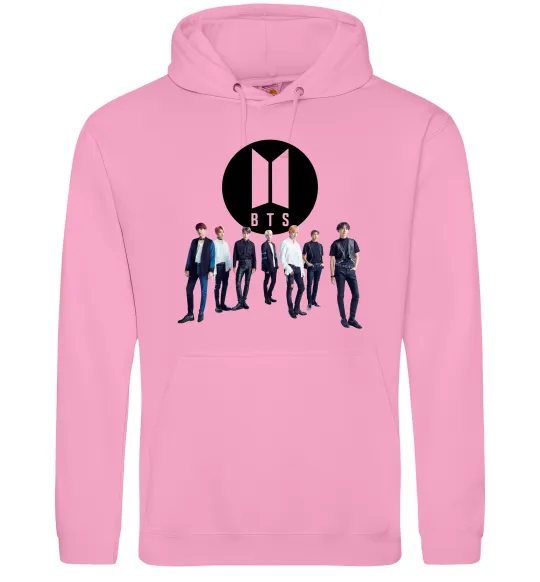 Чоловіча толстовка (худі) BTS лого та виконавці Рожевий фото