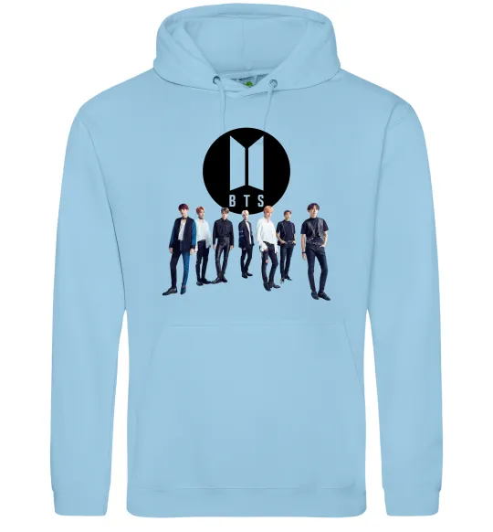 Чоловіча толстовка (худі) BTS лого та виконавці Блакитний фото