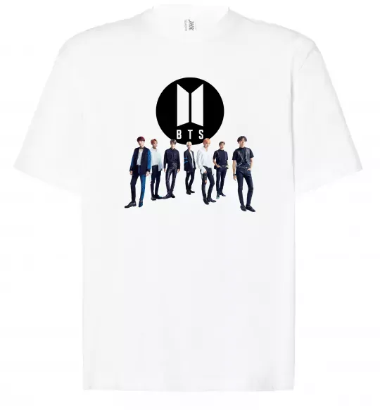 Футболка Оверсайз BTS лого та виконавці Белый фото
