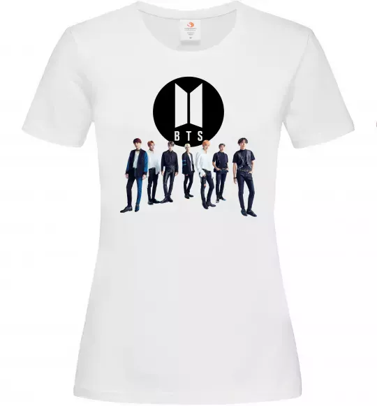 Женская футболка BTS лого та виконавці Белый фото