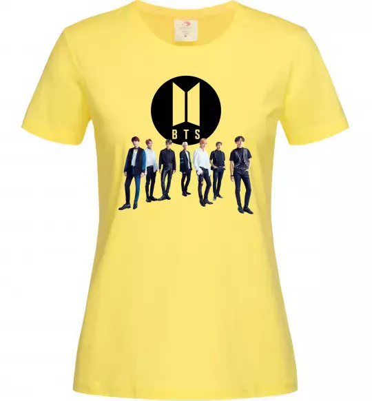 Женская футболка BTS лого та виконавці Лимонный фото