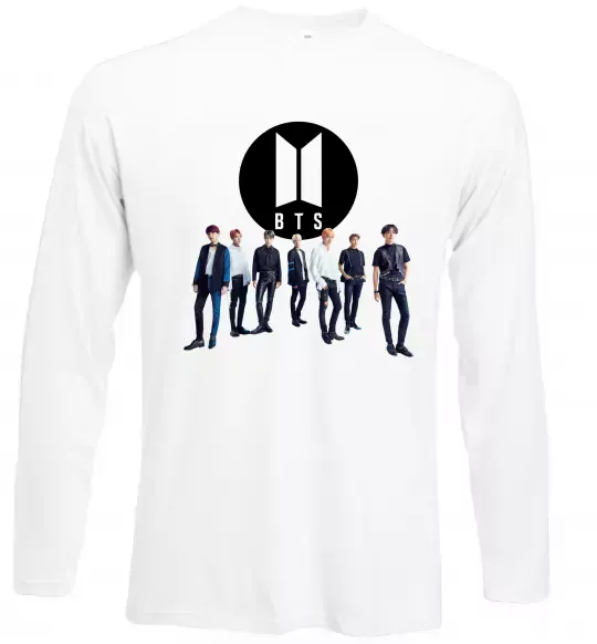 Лонгслів BTS лого та виконавці Білий фото