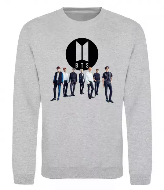 Світшот BTS лого та виконавці Сірий меланж фото