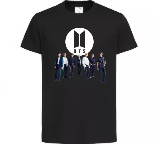 Дитяча футболка BTS лого та виконавці Чорний фото