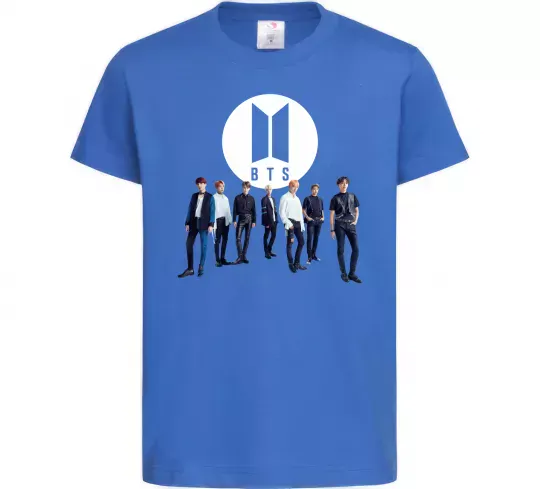 Дитяча футболка BTS лого та виконавці Яскраво-синій фото