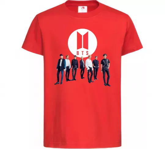 Дитяча футболка BTS лого та виконавці Червоний фото