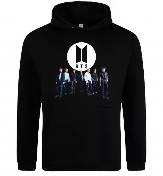 Мужская толстовка (худи) BTS лого та виконавці Черный фото