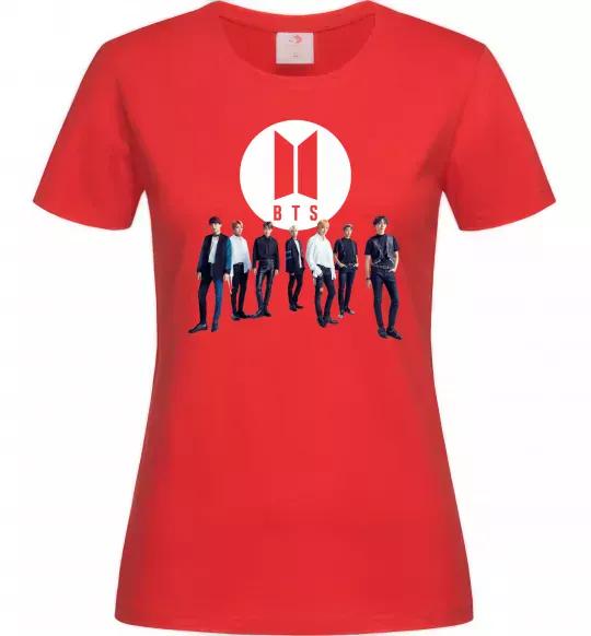 Женская футболка BTS лого та виконавці Красный фото