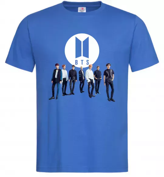 Мужская футболка BTS лого та виконавці Ярко-синий фото