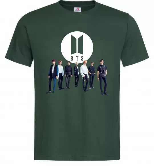 Мужская футболка BTS лого та виконавці Темно-зеленый фото